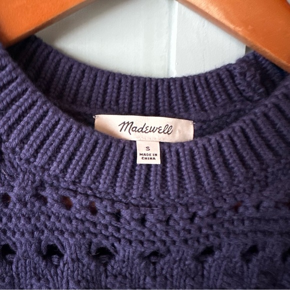 Madewell Navy Knit Sweater Crochet-Knit Sweater Vest Size Small - Picture 7 of 10